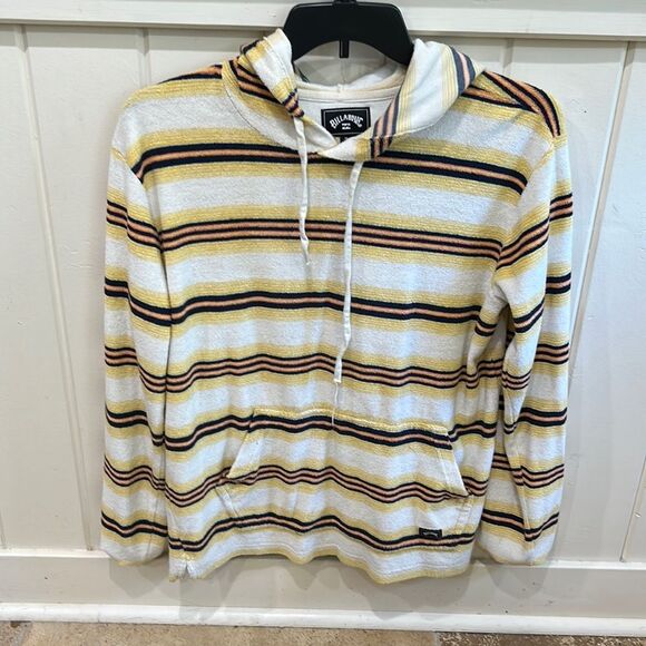 Billabong Terrycloth Striped Pullover Hoodie Great Condition Size M - Picture 1 of 8